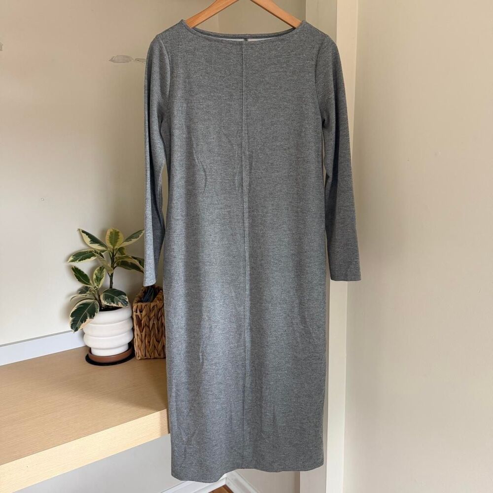 Soft Knit Long Sleeve Midi Shift Dress A New Day Grey Medium NWT